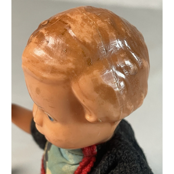 Edi German 6.5 inch Vintage Jointed Celluloid Plastic Baby Boy Doll Toy Mid Cent - Picture 4 of 7
